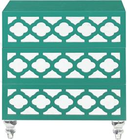 img 3 attached to 💎 Modern Turquoise Nightstand with Self Closing Mirrored Drawers and Acrylic Legs - Iconic Home Bergamo Side Table