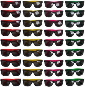 img 4 attached to 🕶️ Neon Sunglasses Bulk Pack - 36 Funny Party Hats - Pool Party Favors - Beach Party Glasses