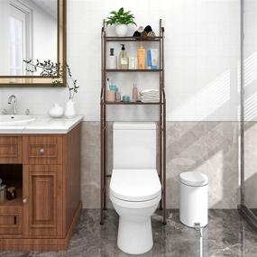 img 4 attached to 🚽 HARRIR 3-Shelf Bathroom Organizer - Over The Toilet Space Saver, Rack & Corner Stand Storage Organizer, Brown