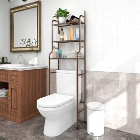 img 3 attached to 🚽 HARRIR 3-Shelf Bathroom Organizer - Over The Toilet Space Saver, Rack & Corner Stand Storage Organizer, Brown