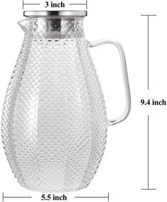 img 3 attached to Premium Squama Design Glass Pitcher – 75 Oz with Stainless Steel Lid – Ideal for Hot/Cold Water & Iced Tea – High Heat Resistance – Lead-free & Drip-Free