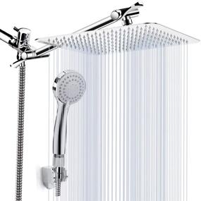 img 4 attached to Experience Ultimate Comfort: 8 Inch High Pressure Rainfall Shower Head and 💦 Handheld Combo with 11 Inch Extension Arm, Anti-Leak Design, and Chrome Finish by kaqinu