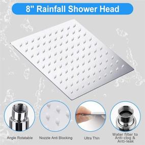 img 3 attached to Experience Ultimate Comfort: 8 Inch High Pressure Rainfall Shower Head and 💦 Handheld Combo with 11 Inch Extension Arm, Anti-Leak Design, and Chrome Finish by kaqinu