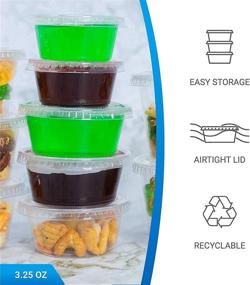 img 1 attached to 🥤 EDI Clear Disposable Plastic Portion Cups with Lids - 3.25 Ounce (Pack of 100) for Souffle & More