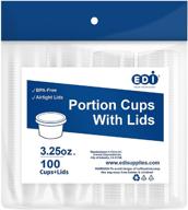 🥤 edi clear disposable plastic portion cups with lids - 3.25 ounce (pack of 100) for souffle & more logo