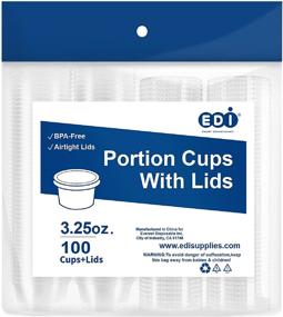 img 4 attached to 🥤 EDI Clear Disposable Plastic Portion Cups with Lids - 3.25 Ounce (Pack of 100) for Souffle & More