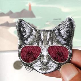 img 1 attached to Cool Cat Delicate Embroidered Patches: Stylish 🐱 Iron-On and Sew-On Applique for Men, Women, and Kids