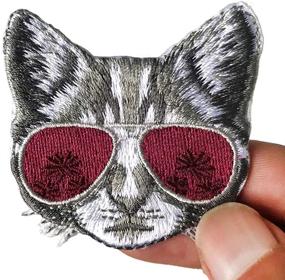 img 4 attached to Cool Cat Delicate Embroidered Patches: Stylish 🐱 Iron-On and Sew-On Applique for Men, Women, and Kids