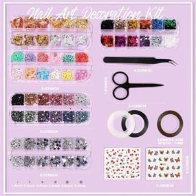 img 3 attached to 💅 Enhance Your Nails with 50 Sheets Nail Art Stickers: Teenitor Nail Decoration Kit with Crystal Rhinestones, Glitter Sequins, Foils, Striping Tape, and Fimo Slices