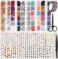 💅 enhance your nails with 50 sheets nail art stickers: teenitor nail decoration kit with crystal rhinestones, glitter sequins, foils, striping tape, and fimo slices logo