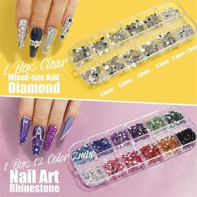 img 1 attached to 💅 Enhance Your Nails with 50 Sheets Nail Art Stickers: Teenitor Nail Decoration Kit with Crystal Rhinestones, Glitter Sequins, Foils, Striping Tape, and Fimo Slices