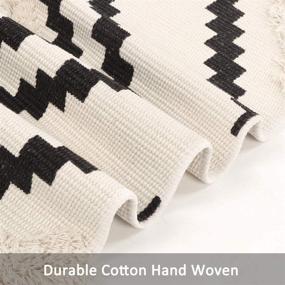 img 1 attached to 🏞️ OJIA Geometric Diamond Area Rug: Moroccan Tufted Cotton Woven Runner Rug for Indoors & Outdoors - Modern Floor Carpet for Hallway, Entryway, Laundry Room, Shoes Storage Bench (2 x 4ft)