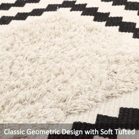 img 2 attached to 🏞️ OJIA Geometric Diamond Area Rug: Moroccan Tufted Cotton Woven Runner Rug for Indoors & Outdoors - Modern Floor Carpet for Hallway, Entryway, Laundry Room, Shoes Storage Bench (2 x 4ft)
