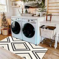 🏞️ ojia geometric diamond area rug: moroccan tufted cotton woven runner rug for indoors & outdoors - modern floor carpet for hallway, entryway, laundry room, shoes storage bench (2 x 4ft) logo
