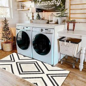 img 4 attached to 🏞️ OJIA Geometric Diamond Area Rug: Moroccan Tufted Cotton Woven Runner Rug for Indoors & Outdoors - Modern Floor Carpet for Hallway, Entryway, Laundry Room, Shoes Storage Bench (2 x 4ft)