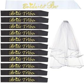 img 4 attached to 💍 Bride Tribe Bridesmaids Sashes Sets - Bachelorette Party Decorations & Supplies, Bridal Shower Favors Gift (Black, 12 Sash with 1 Veil)