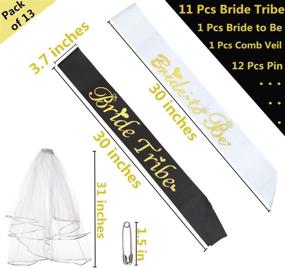 img 3 attached to 💍 Bride Tribe Bridesmaids Sashes Sets - Bachelorette Party Decorations & Supplies, Bridal Shower Favors Gift (Black, 12 Sash with 1 Veil)