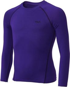 img 4 attached to TSLA Kids' Thermal Long Sleeve Tops - Fleece Lined Compression Base Layer Shirts