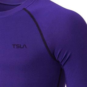 img 1 attached to TSLA Kids' Thermal Long Sleeve Tops - Fleece Lined Compression Base Layer Shirts