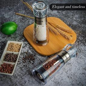 img 2 attached to 🌶️ Enhanced Design of Acrylic Salt and Pepper Grinder Set – 2pcs Heavy-Duty Stainless Steel Grinders – Adjustable Coarseness for Sea Salt and Pepper