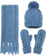 🧣 stay cozy & stylish: women's winter cable knit beanie hat gloves & scarf set logo