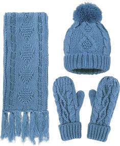 img 1 attached to 🧣 Stay Cozy & Stylish: Women's Winter Cable Knit Beanie Hat Gloves & Scarf Set