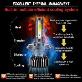 img 1 attached to 🚗 HIVEHICLE H4 9003 HB2 LED Headlight Bulbs – 70W 10000LM/Pair 6000K, Enhanced Brightness +50% Distance, Adjustable Hi/Lo Beam Conversion Kit with Temperature Controller