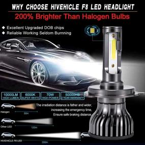 img 3 attached to 🚗 HIVEHICLE H4 9003 HB2 LED Headlight Bulbs – 70W 10000LM/Pair 6000K, Enhanced Brightness +50% Distance, Adjustable Hi/Lo Beam Conversion Kit with Temperature Controller