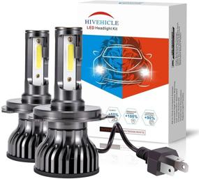 img 4 attached to 🚗 HIVEHICLE H4 9003 HB2 LED Headlight Bulbs – 70W 10000LM/Pair 6000K, Enhanced Brightness +50% Distance, Adjustable Hi/Lo Beam Conversion Kit with Temperature Controller