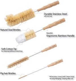 img 1 attached to HELLO NATURE 4Pcs Long Handle Bottle Cleaning Brush Set: Sustainable, Biodegradable, and Plastic-Free Brushes for Zero-Waste Living