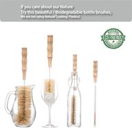 hello nature 4pcs long handle bottle cleaning brush set: sustainable, biodegradable, and plastic-free brushes for zero-waste living logo