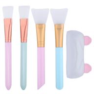 🧖 complete facial brush kit with 2 silicone face mask brushes, 2 synthetic mask applicator brushes, and 1 elastic velvet hairband makeup headband spa headbands for women girls logo