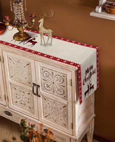 img 1 attached to 🎄 Farmhouse Snowflake Dresser for Christmas Runners