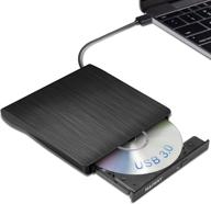 📀 haiway usb 3.0 portable cd dvd drive - slim cd dvd rom rewriter burner - for laptop desktop macbook pc windows linux mac os (black) logo