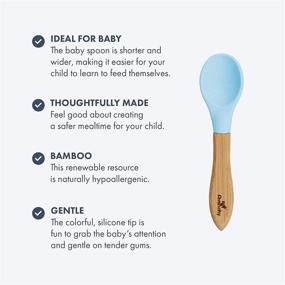 img 1 attached to 🍼 Organic Bamboo Baby Spoons with Silicone Tips - Baby Training Spoon Set - Soft Tip Bamboo Spoons - 5.5 Inch Length x 1.25 Inch Width (Yellow)