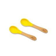 🍼 organic bamboo baby spoons with silicone tips - baby training spoon set - soft tip bamboo spoons - 5.5 inch length x 1.25 inch width (yellow) логотип