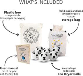 img 1 attached to 🐼 Premium Friendsheep Wool Dryer Balls (6 Pack XL) - Organic, Reusable, Cruelty-Free, Handmade, Fair Trade, No Lint Fabric Softener - Panda Pack