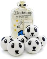 🐼 premium friendsheep wool dryer balls (6 pack xl) - organic, reusable, cruelty-free, handmade, fair trade, no lint fabric softener - panda pack logo