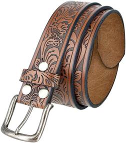 img 4 attached to Tooled Embossed Brown Leather Western Men's Accessories for Belts
