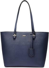 img 4 attached to 👜 Large Leather Tote Bag for Women - Stylish Handbags with External Pocket for School or Shoulder