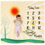 👶 sycamorz baby monthly milestone blanket: unisex week & month blanket for boys & girls - large 47 x 47 inch baby pictures - includes two bonus felt frames logo