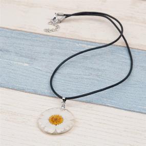 img 2 attached to 🌸 Dried Flower Necklace 3 Pack: Exquisite Resin and Cowhide with Real Flowers