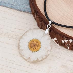 img 3 attached to 🌸 Dried Flower Necklace 3 Pack: Exquisite Resin and Cowhide with Real Flowers