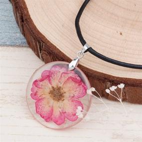 img 1 attached to 🌸 Dried Flower Necklace 3 Pack: Exquisite Resin and Cowhide with Real Flowers