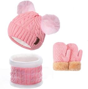img 4 attached to Warm and Cozy Kids Winter Hats Gloves Scarf Set for Boys and Girls: Toddler to 10 Years