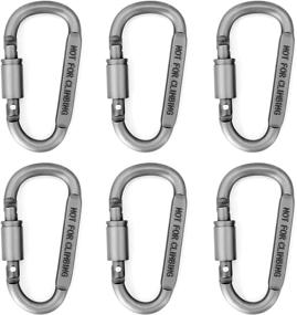 img 4 attached to 6 PCS Aluminum D-Ring Locking Carabiner Clip Set - Compact & Sturdy Carabiners for Keys, Camping, Hammock, Hiking, Buckle Locking - Ideal for Outdoor Adventure & Gym