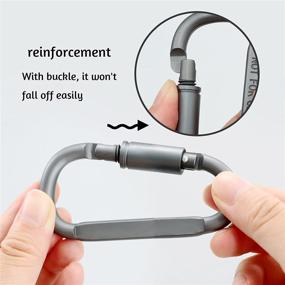 img 1 attached to 6 PCS Aluminum D-Ring Locking Carabiner Clip Set - Compact & Sturdy Carabiners for Keys, Camping, Hammock, Hiking, Buckle Locking - Ideal for Outdoor Adventure & Gym