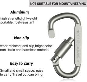 img 3 attached to 6 PCS Aluminum D-Ring Locking Carabiner Clip Set - Compact & Sturdy Carabiners for Keys, Camping, Hammock, Hiking, Buckle Locking - Ideal for Outdoor Adventure & Gym