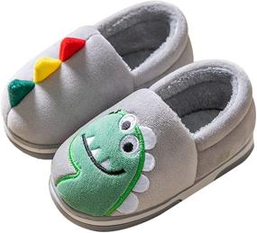 img 4 attached to 🧦 Boys' Slip-On Knit Bedroom Booties with Non-Slip Soles - Cozy Anti-Slip Slippers