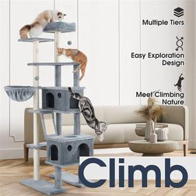 img 2 attached to 🐱 rabbitgoo 73" Tall Cat Tree Tower for Indoor Cats: Multi-Level Cat Condo with Scratching Posts - Ideal for Large and Small Kittens, Plush Perch, Toys for Rest and Play